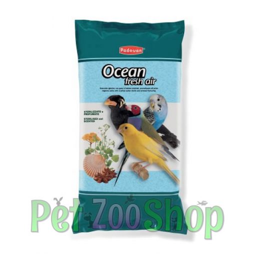 Ocean Fresh Air je higijenski pesak za ptice sa drobljenim školjkama ostriga i mirisom anisa.
