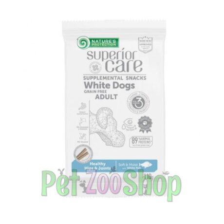 Nature’s Protection White Dog Healthy Hips & Joints 110g grain free poslastice sa belom ribom