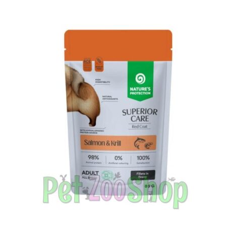 Nature's Protection Red Coat Salmon & Krill 85g kompletna vlažna hrana za pse riđe i braon dlake