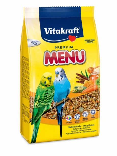 Vitakraft Premium Menu hrana za tigrice 500 gr, kompletna mešavina semenki i dodataka za svakodnevnu ishranu tigrica