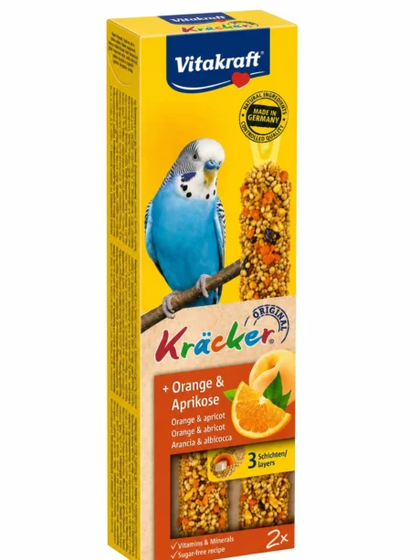 Vitakraft Kräcker poslastica za tigrice sa narandžom i kajsijom, 2 štapića za dopunu ishrane i zanimaciju ptica