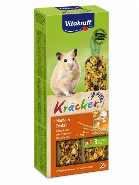 Vitakraft Kräcker poslastica za hrčke sa voćem i pahuljicama, 2 štapića za grickanje i dopunu svakodnevne ishrane