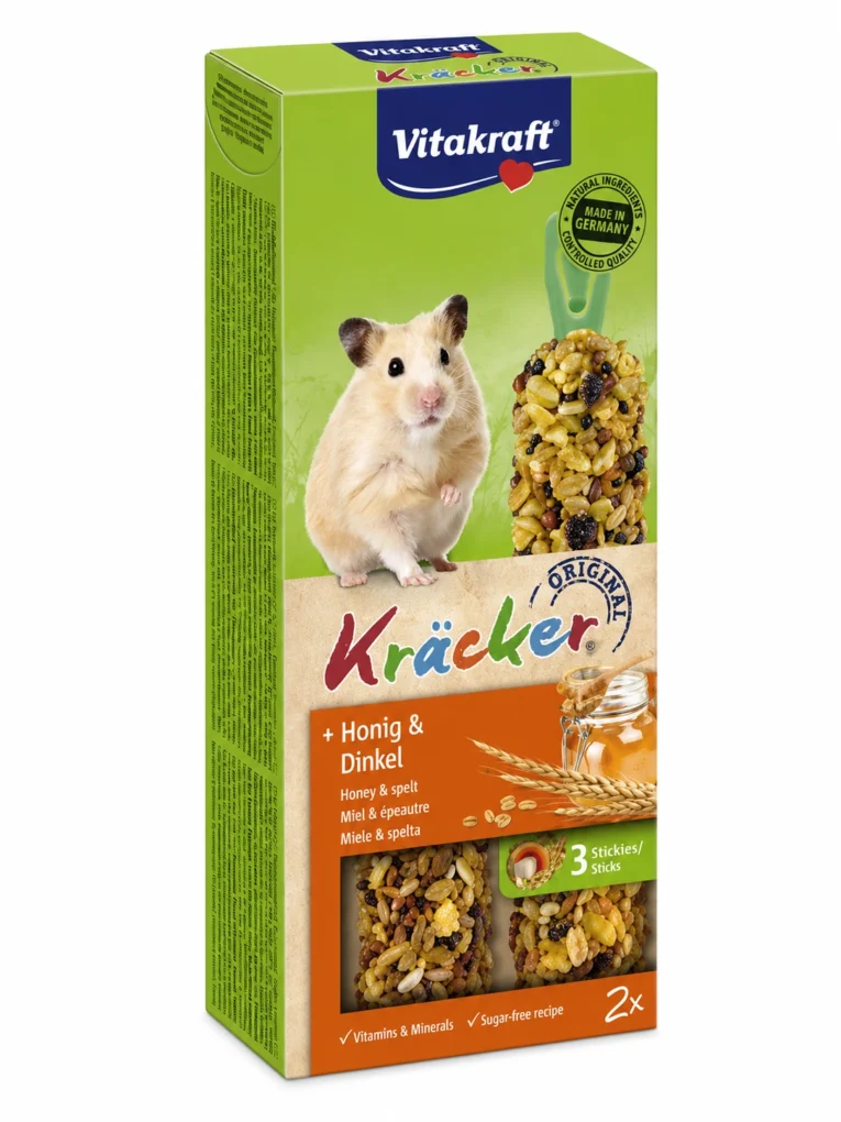 Vitakraft Kräcker poslastica za hrčke sa voćem i pahuljicama, 2 štapića za grickanje i dopunu svakodnevne ishrane
