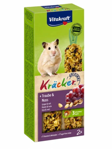 Vitakraft Kräcker poslastica za hrčke sa grožđem i lešnikom, 2 štapića za grickanje i prirodno trošenje zuba