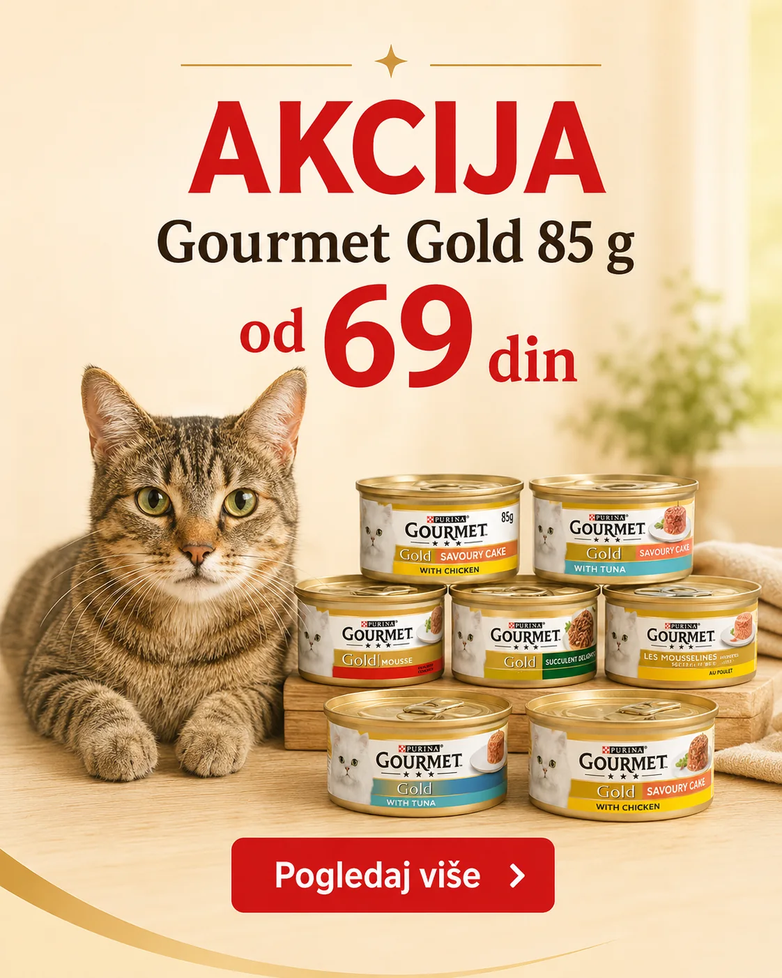 Gourmet Gold hrana za mačke 85 g na akciji od 69 din – Pet Zoo Shop