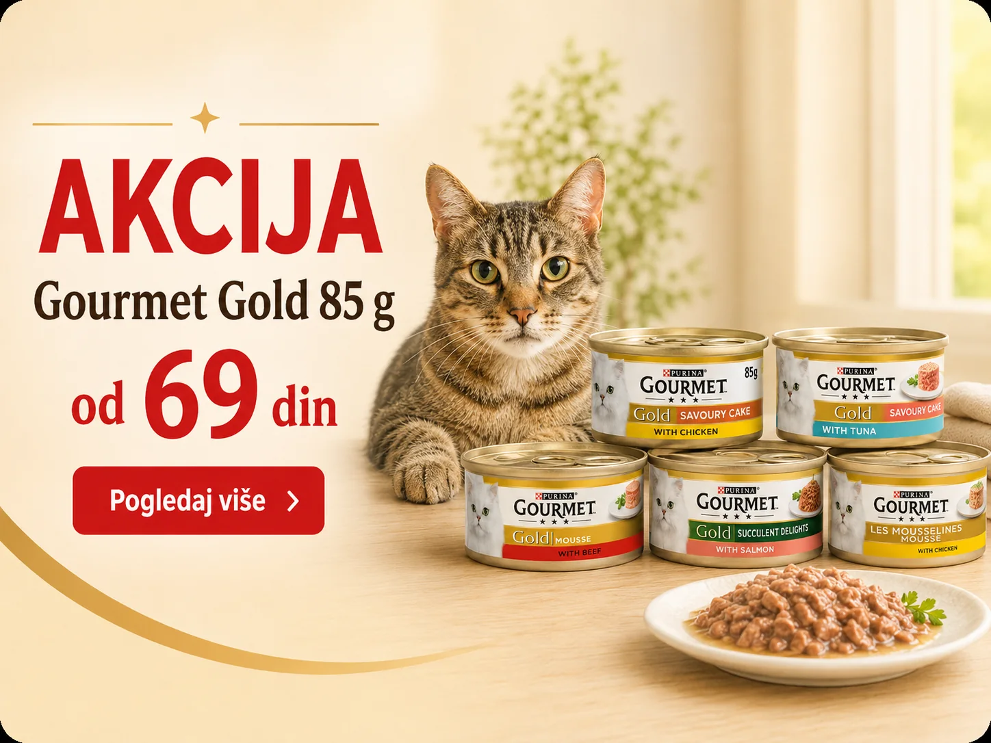 Gourmet Gold hrana za mačke 85 g na akciji od 69 din – Pet Zoo Shop