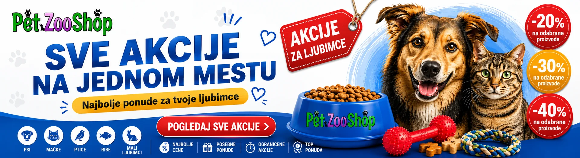 Pet Zoo Shop – sve aktuelne akcije za ljubimce na jednom mestu, popusti do 40% na odabrane proizvode.