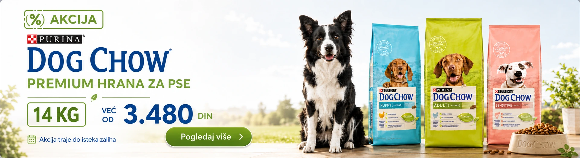 Purina Dog Chow premium hrana za pse akcija 14 kg već od 3480 din