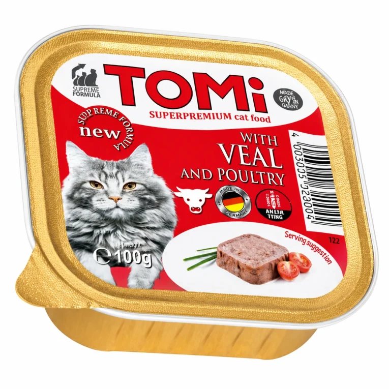 TOMI pašteta za odrasle mačke teletina i živina 100 g