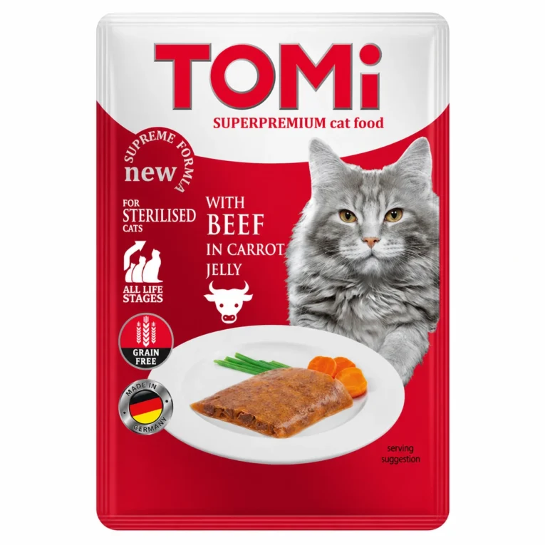 TOMI sos za sterilisane mačke govedina u želeu 85 g