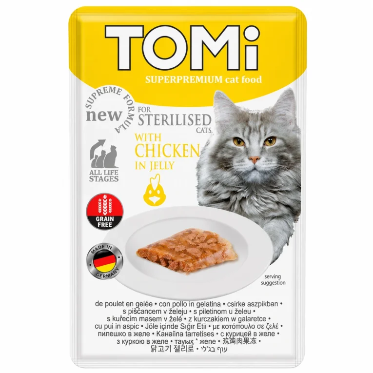 TOMI sos za sterilisane mačke piletina u želeu 85 g