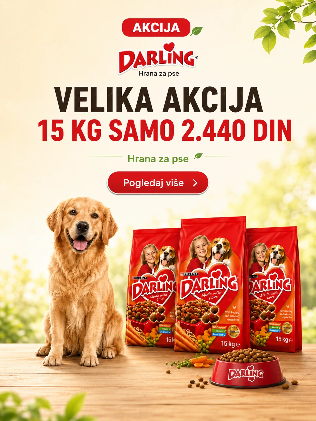 Darling hrana za pse 15 kg na akciji po ceni od 2.440 dinara