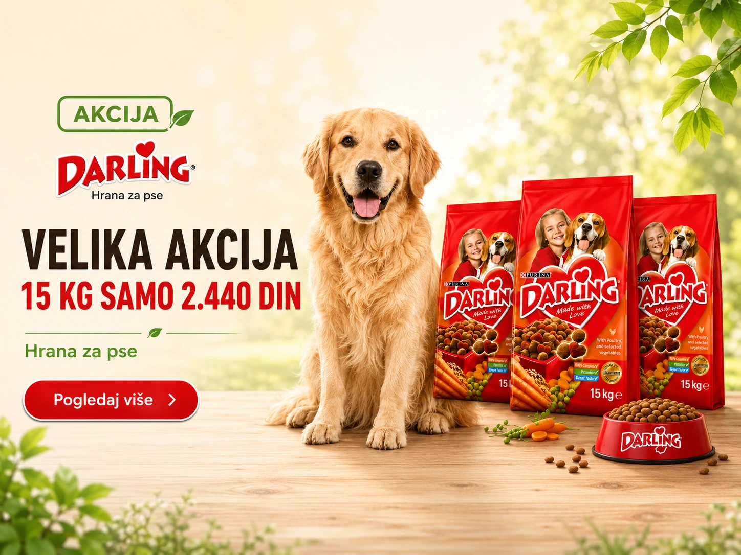 Darling hrana za pse 15 kg na akciji po ceni od 2.440 dinara