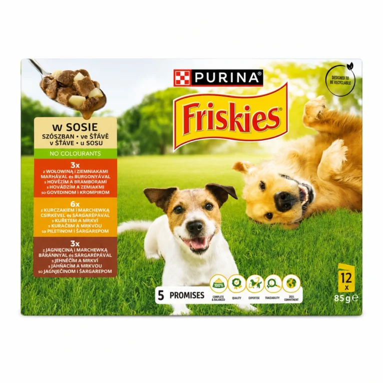 Friskies sosići za pse govedina, piletina i jagnjetina 12x85g multipak