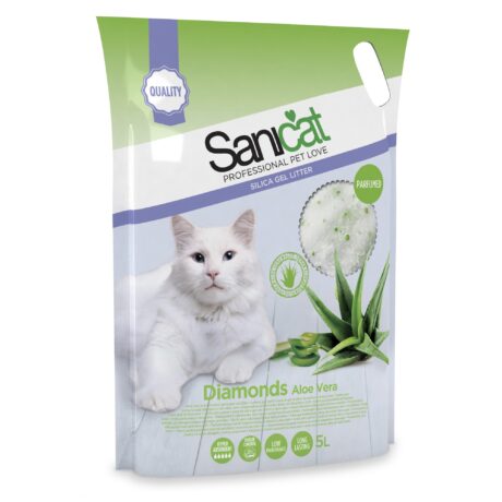 Sanicat Diamonds Aloe Vera silikonski posip za mačke – 5 L