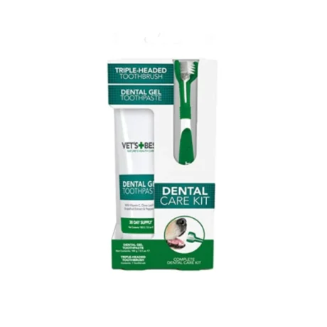 Vet's Best Dental Care Kit – četkica i gel za zube pasa, 100 g