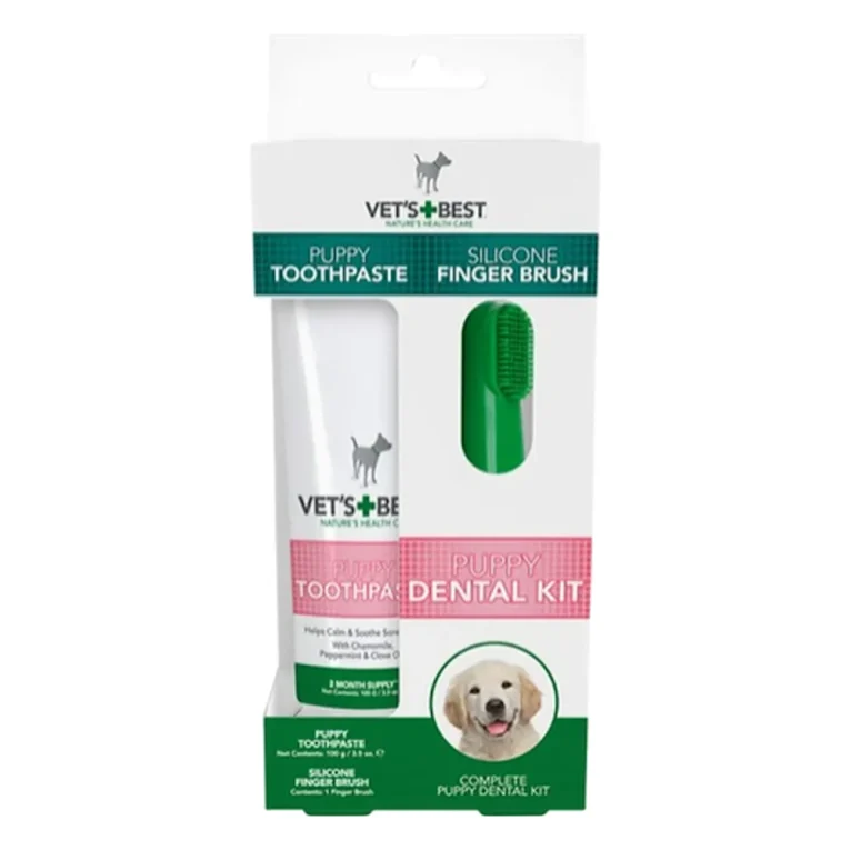 Vet's Best Puppy Dental Kit – pasta 100 g i silikonska četkica za štence