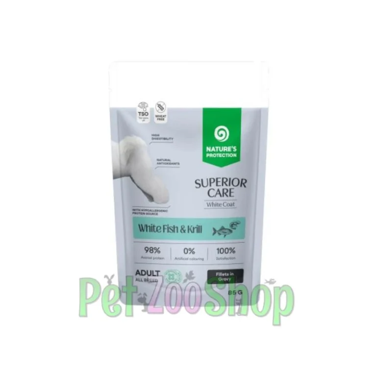 Nature’s Protection White Coat bela riba i kril 12 x 85 g
