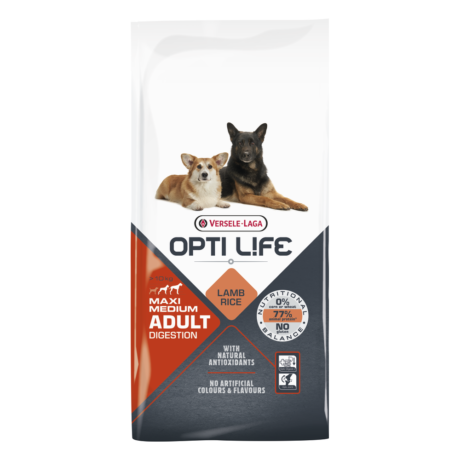 Opti Life Adult Digestion Medium & Maxi – Hrana sa jagnjetinom za pse srednjih i velikih rasa