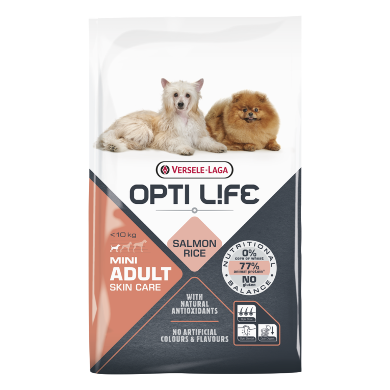 Opti Life Adult Skin Care Mini – Hrana sa lososom za negu kože i dlake pasa malih rasa Versele-Laga