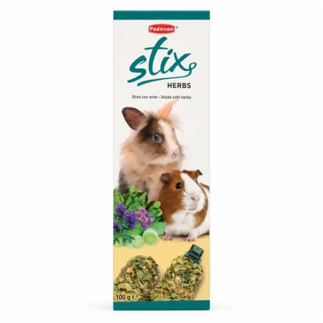 Padovan Stix Herbs štapići sa spanaćem, lucerkom i prazilukom za patuljaste kuniće, zamorce i činčile, 100 g