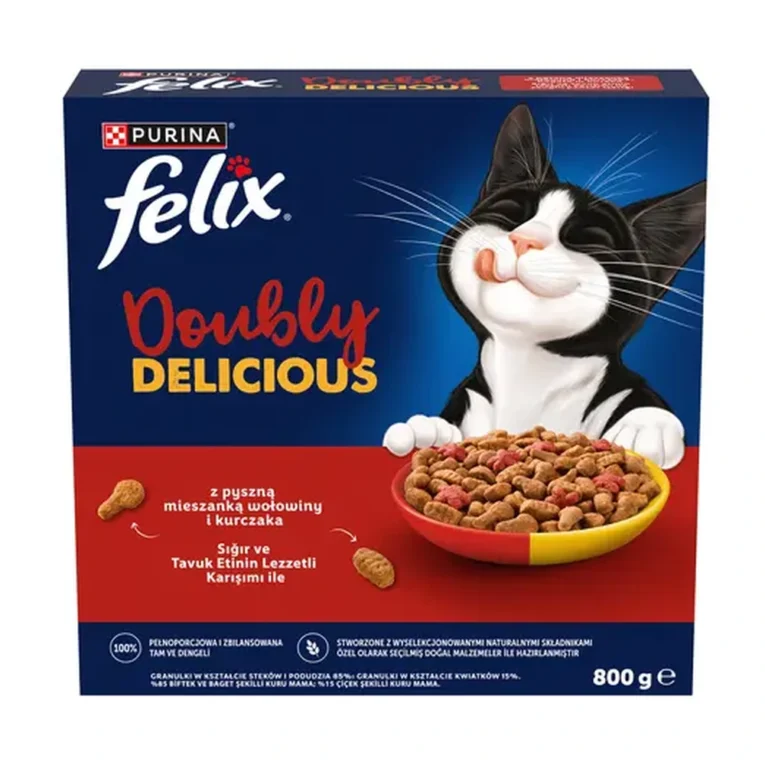 Felix Doubly Delicious Govedina i piletina suva hrana za odrasle mačke 800 g