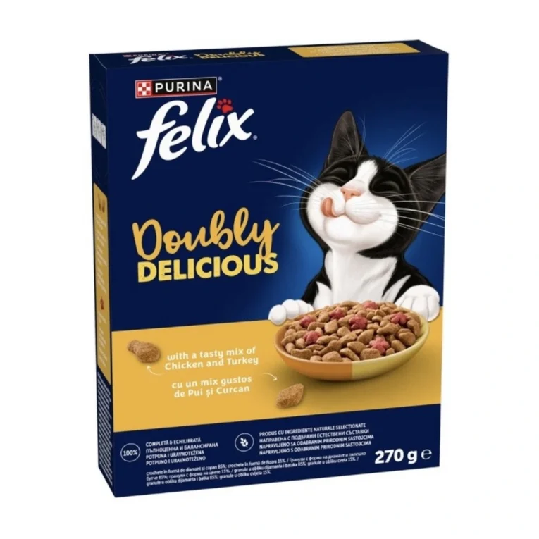 Felix Doubly Delicious Piletina i ćuretina suva hrana za odrasle mačke 270 g