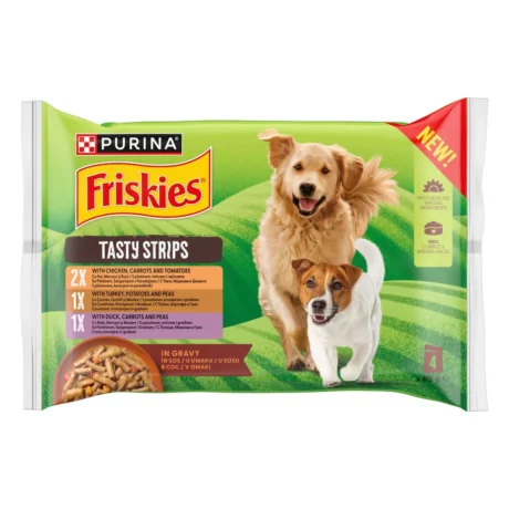 Friskies Tasty Strips Mix vlažna hrana za pse 4×85 g
