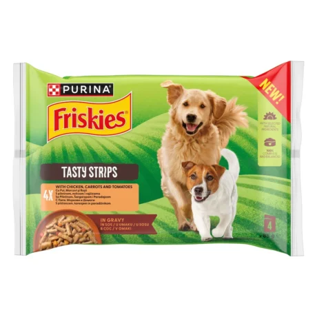 Friskies Tasty Strips Piletina vlažna hrana za pse 4×85 g