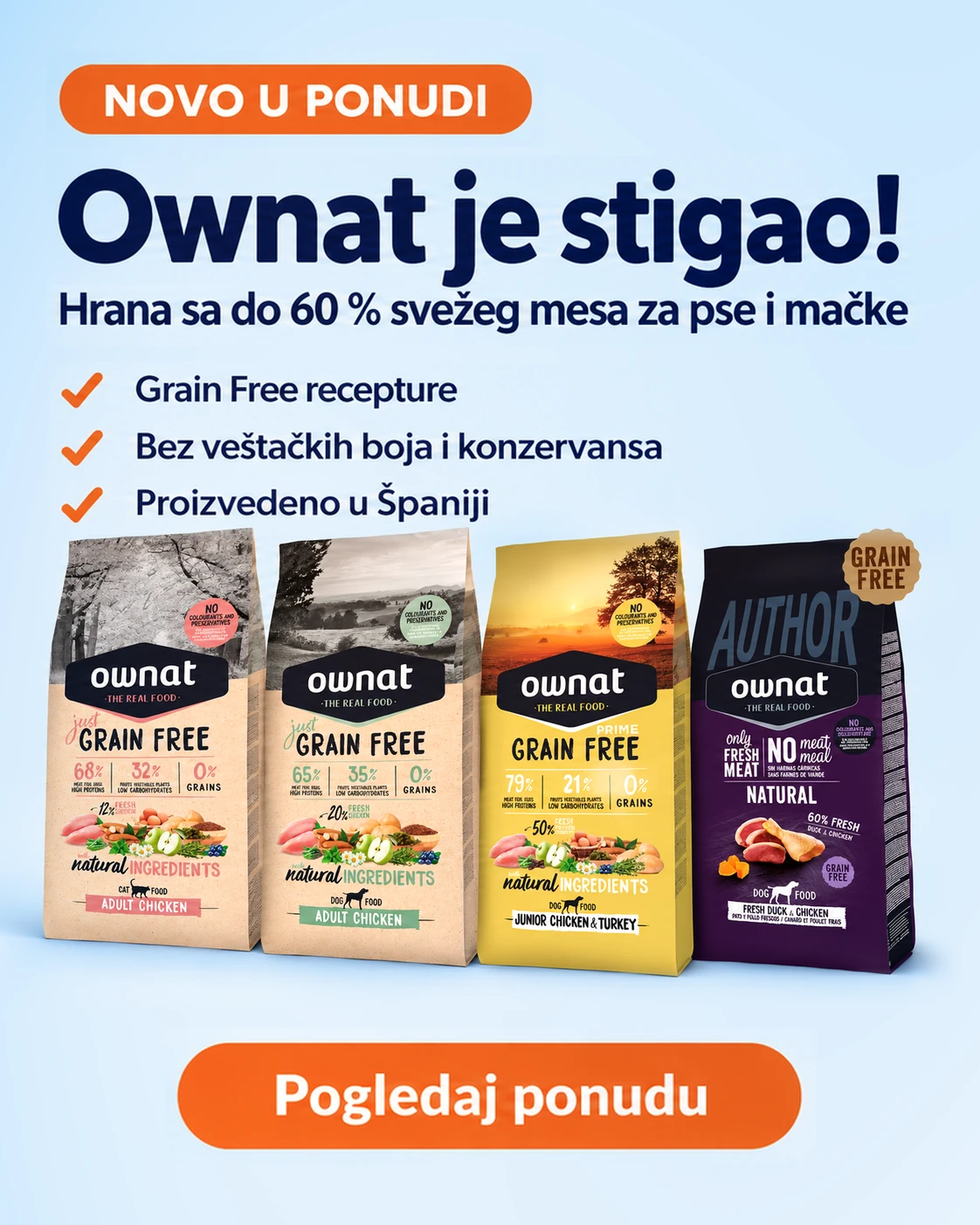 Ownat – novo u ponudi: hrana sa do 60 % svežeg mesa za pse i mačke